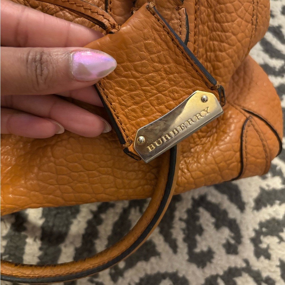 Burberry Deep Orange Leather Satchel. - Picture 3 of 7